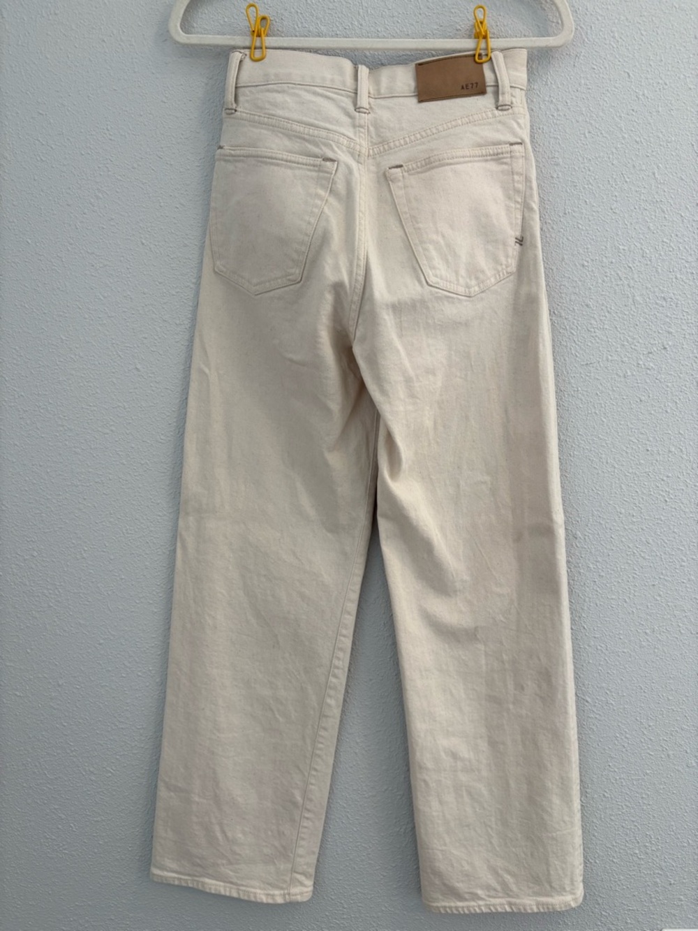 AE77 Cream Stovepipe Selvedge Jeans (size 0 short) American Eagle Premium - Picture 7 of 9